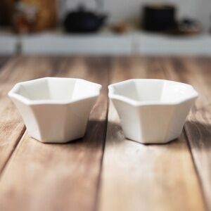 Cerutil stoneware Portugal set of 2 ramekins cups beige pottery vintage P337